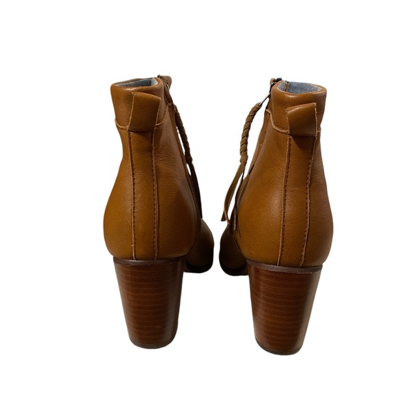 Toms Booties Women’s 7 Brown Leather Lunata Boots Casual Round Toe Block Heel - Picture 4 of 13